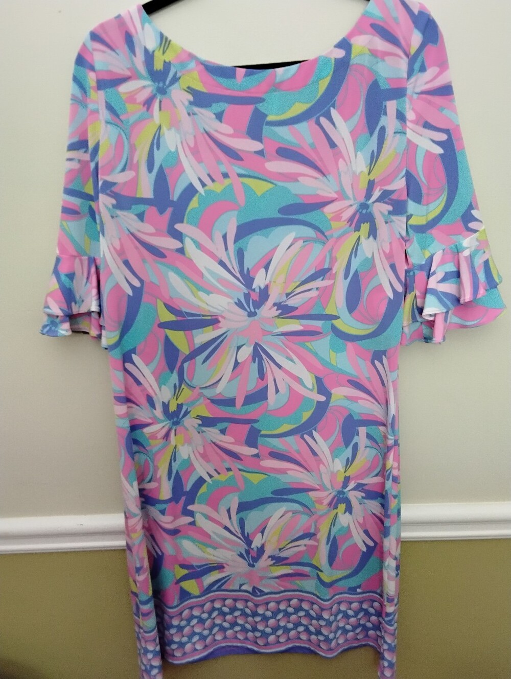 Pappagallo Vibrant Floral Shift Dress - Pink Multi Large - Picture 5 of 5